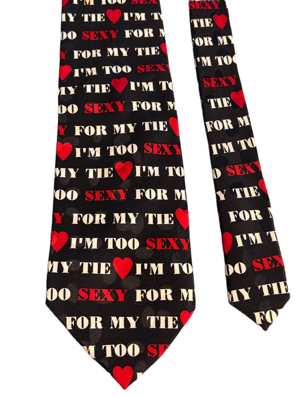 ADDICTION “I’m Too Sexy For My Tie” ❤️ 100% Silk Black with White Letters